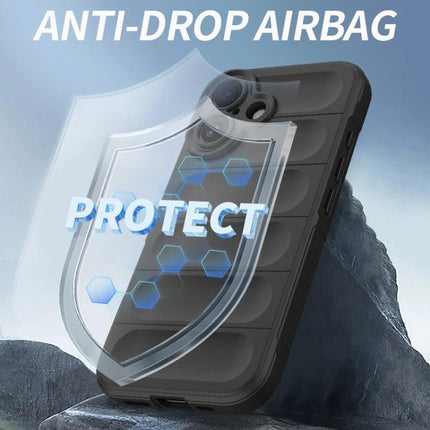 Essential Protective Case For iPhone Daily Use showing anti-drop airbag design, TPU shell and soft flannel lining for scratch and dust protection