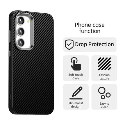 Samsung Galaxy S23 Case Everyday Protection slim black carbon-fiber textured soft-touch case with drop protection