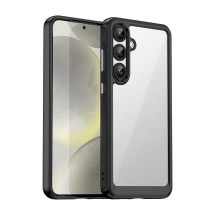 Colorful Samsung Galaxy Case For Everyday Protection - clear acrylic back, black TPU bumper, slim shockproof grip for daily commute