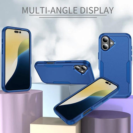 iPhone 16 Shockproof Case for Everyday Protection in blue TPU+PC rugged slim design shown from multiple angles
