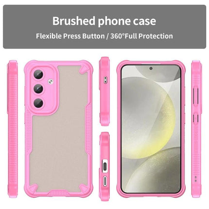 Armor Glaze Case For Samsung Phones Everyday Protection For Daily Commute And Work - slim pink PC TPU case with raised edges for screen and camera protection