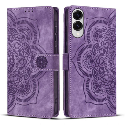Leather Phone Case For Everyday Carry purple mandala wallet with card slots and protective folio