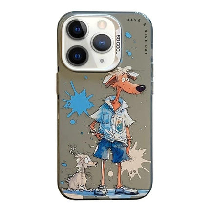 Animal Pattern Phone Case for Everyday Protection with vibrant oil-painting dog character, durable TPU frame and PC backplate, slim protection