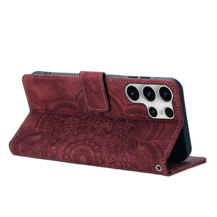 Leather Phone Case With Card Storage For Everyday Use - burgundy PU leather wallet case with card slots and stand for travel