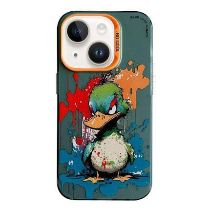 iPhone Case With Animal Pattern For Everyday Protection During Commutes And Daily Use - oil painting duck design, TPU PC durable commuter phone case