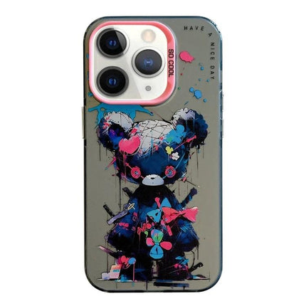 Animal Pattern Phone Case for Everyday Protection — vibrant oil-painting bear design, durable TPU frame and PC backplate, slim everyday protection