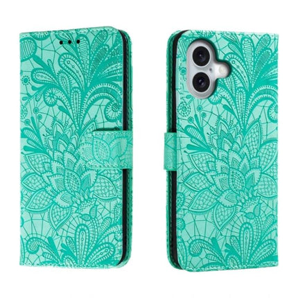 Leather Flip Case for iPhone Everyday Protection - teal floral leather flip wallet with stand and 360-degree shock-absorbing corners