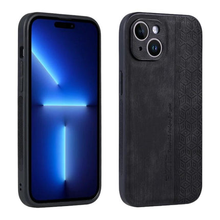 AZNS Phone Case For Everyday iPhone Protection - black TPU and leather dual-material slim protective iPhone case with textured back