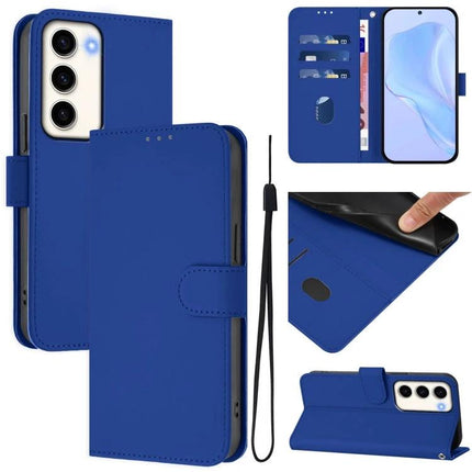 Leather Phone Case With Lanyard For Daily Essentials - blue PU leather wallet case with card slots, magnetic flap, TPU inner shell and detachable lanyard