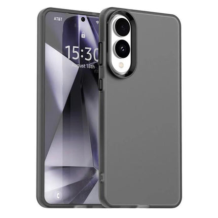 Protective Candy Case for Samsung Galaxy S25 in slim gray hybrid TPU PC PET shell for everyday scratch and bump protection