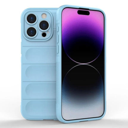 Essential Protective Case For iPhone Daily Use in sky blue TPU with soft flannel lining, slim profile and precise cutouts for camera and ports