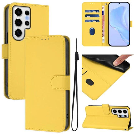 Leather Phone Case For Everyday Carry Essentials Simple Protective Case For Daily Errands On The Go - yellow PU leather wallet case with card slots and stand