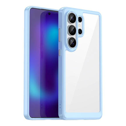 Acrylic Phone Case For Samsung Galaxy Everyday Protection For Daily Life And Handling During Commutes - clear acrylic exterior with blue TPU frame, slim full coverage