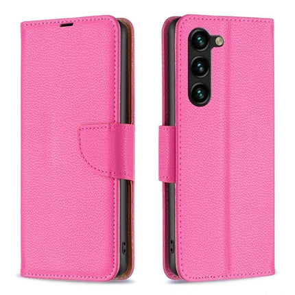Leather Flip Phone Case With Card Slots in pink PU leather with magnetic closure, kickstand and TPU lining