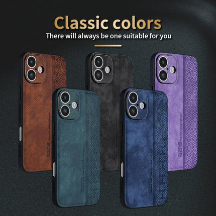 AZNS Phone Case For Everyday iPhone Protection in classic leather-TPU colors - brown, teal, black, navy, purple showcasing precise fit and textured design