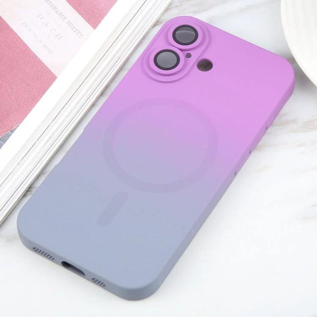 iPhone Gradient Case for Everyday Protection slim purple-to-gray gradient protective case shown on marble surface