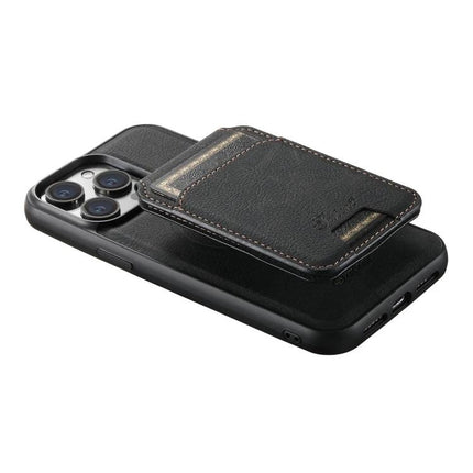 Suteni H16 Leather Detachable Wallet Back Case For IPhone 13 Pro And 12 Pro – black litchi texture magnetic detachable wallet case