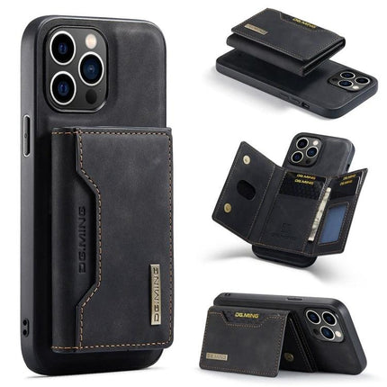 DG.MING Leather Phone Case With Card Holder For Everyday Commuting And On The Go Practical Everyday Essential - black leather wallet phone case with card slots and stand