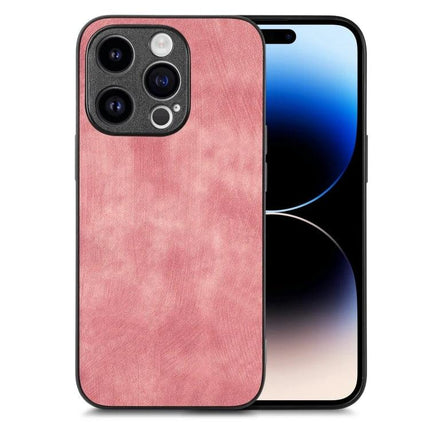 Vintage Leather Phone Case for Everyday Protection in pink leather finish with raised edges and durable TPU and PC blend
