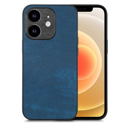 Leather Phone Case For Everyday iPhone Protection And Handling During Commutes And Daily Activities - slim blue leather TPU PC iPhone case with raised edges