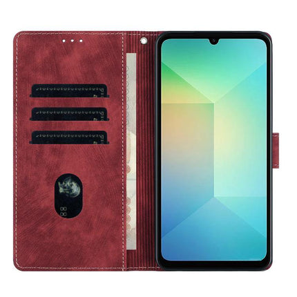 Leather Phone Case For Everyday Carry red folio wallet with card slots and cash pocket beside smartphone