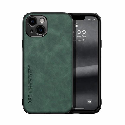 Leather Phone Case for Daily Use and Travel with green PU leather exterior and TPU shell, durable protective feel for commuting and travel