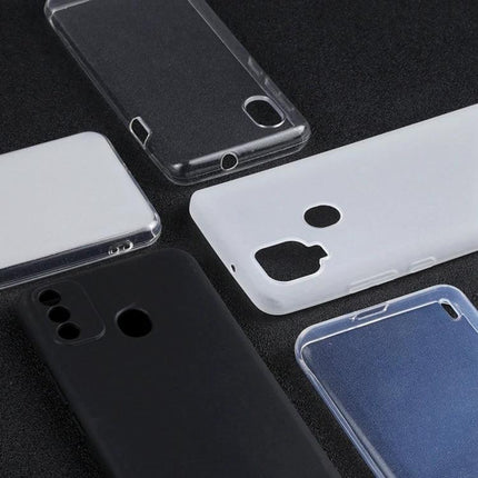Essential Daily Protection Case For Samsung Galaxy Phones — slim TPU clear and black cases showing cutouts for cameras and ports