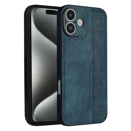 AZNS Phone Case For Everyday iPhone Protection in teal TPU and leather dual-material slim protective case with textured pattern and precise cutouts