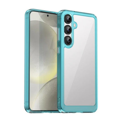 Colorful Samsung Galaxy Case For Everyday Protection - teal acrylic TPU clear back phone case with raised camera protection and anti-slip grip