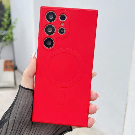 Samsung Galaxy Silicone Case For Everyday Protection - red liquid silicone snug fit with camera cutouts and wireless charging ring