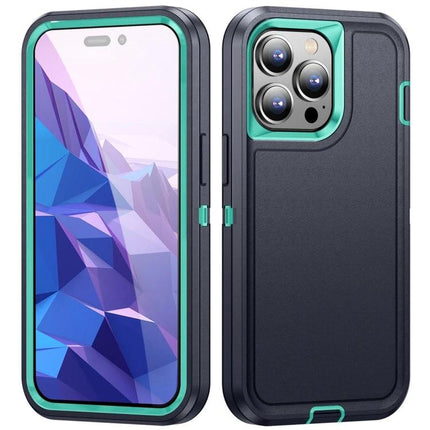 Waterproof Phone Case For Daily On-The-Go Protection — rugged 3-layer PC-rubber-PC phone case in black with teal accents, full-button access, splash and dust resistant