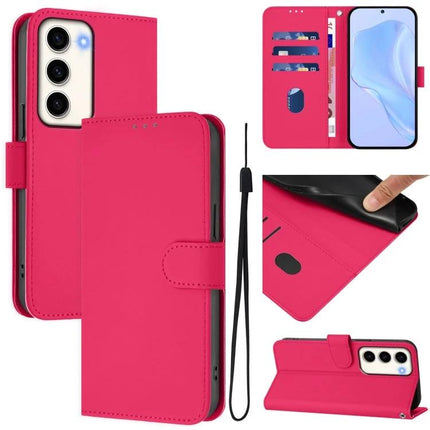 Leather Phone Case With Lanyard For Daily Essentials in pink PU leather with card slots, wrist lanyard, and protective folio design