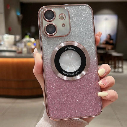 Daily Phone Case for iPhone 12 Everyday Protection - glitter pink TPU case with magnetic ring grip for 6.1-inch iPhone 12, slim everyday protection