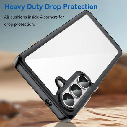 Acrylic Phone Case For Samsung Galaxy Everyday Protection For Daily Life And Handling During Commutes - clear acrylic back with black TPU bumper and corner air cushions