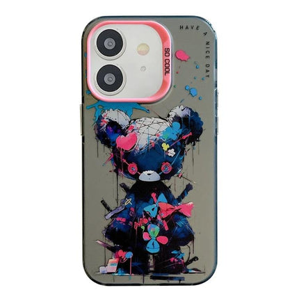 Animal Pattern iPhone Case for Everyday Protection - art-inspired colorful bear TPU PC phone case with secure grip and scratch protection