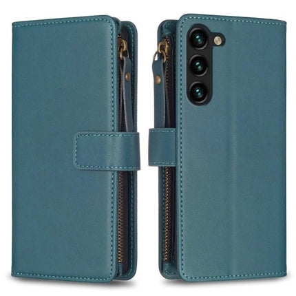 Leather Flip Wallet Case for Everyday Phone Storage in teal PU leather with ZIP card pocket, magnetic strap and TPU camera protection