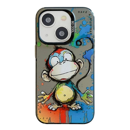 Animal Pattern iPhone Case for Everyday Use - colorful monkey design TPU core PC back edge-to-edge protection