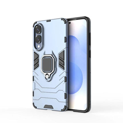 Samsung Protective Case With Snug Fit For Everyday Use - rugged blue PC+TPU case with ring kickstand, raised camera protection and precise cutouts