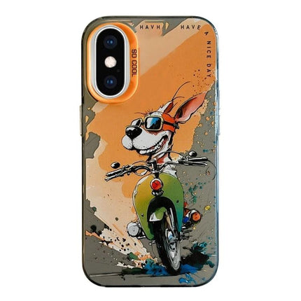 Animal Pattern Phone Case For Everyday Use - slim TPU frame with PC back, cartoon dog on scooter design for everyday protection
