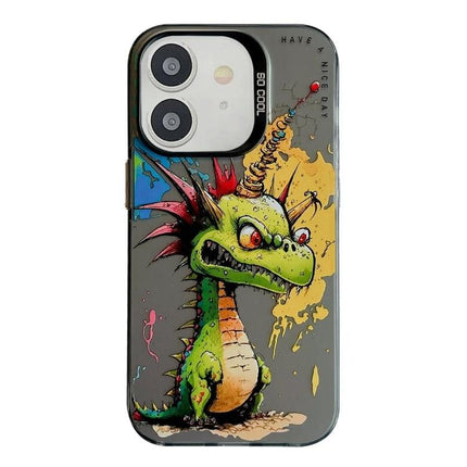 Stylish Animal Pattern Phone Case for iPhone Everyday Use featuring slim TPU PC dragon-creature design, durable scratch and impact protection, easy-grip pocket-friendly