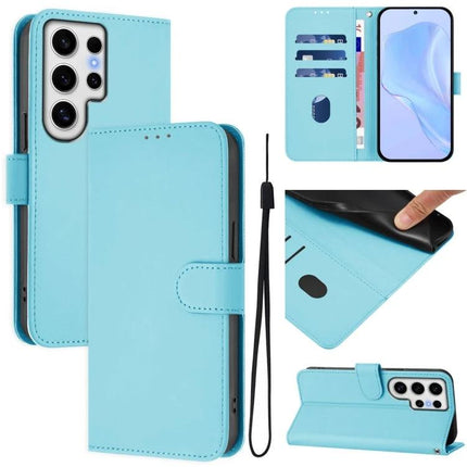 Leather Phone Case For Everyday Carry Essentials Simple Protective Case For Daily Errands On The Go - teal PU leather wallet case with card slots, stand and wrist strap