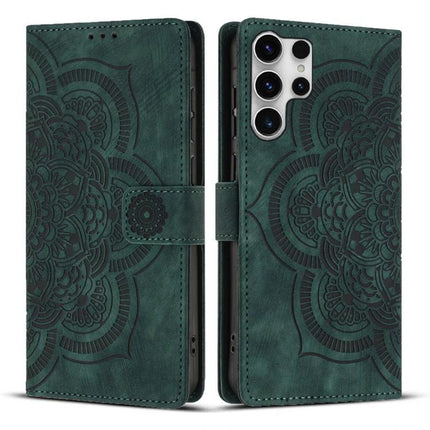 Leather Phone Case With Card Storage For Everyday Use - green embossed PU leather wallet case with card slots and magnetic closure