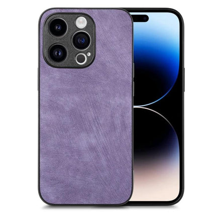 Vintage Leather Phone Case for Everyday Protection - purple vintage leather phone case with raised edges, slim TPU/PC protection for daily bumps and pocket use