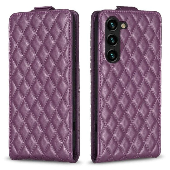 Practical Flip Case for Everyday Smartphone Protection With Durable PU and TPU Build - purple quilted wallet case with stand and card slots