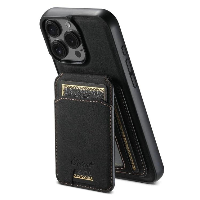 Durable Suteni Wallet Phone Case for Everyday Carry slim black PU leather magnetic 2-in-1 detachable wallet phone case