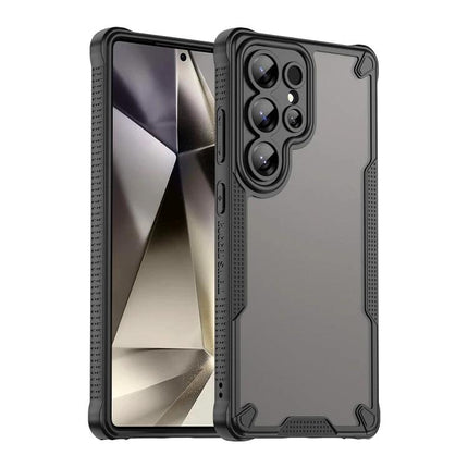 Armor Glaze Case For Samsung Phones Everyday Protection For Daily Commute And Work - slim gray PC TPU protective phone case with raised edges for camera and screen