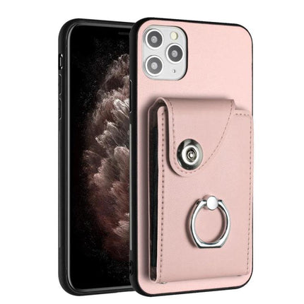 Organ Card Bag Ring Holder Case For iPhone 11 Pro X XS XR XS Max Wallet pink PU wallet case with ring holder and card slots