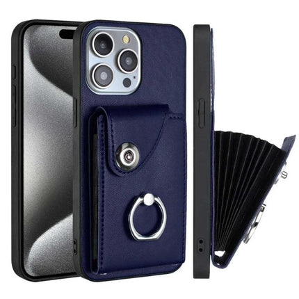 Organ Card Holder Case For iPhone 14 Pro Max 13 Pro Max 13 Pro SE 2022 2020 8 7 navy PU TPU card wallet ring holder phone case
