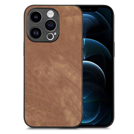 Leather Phone Case For Everyday iPhone Protection And Handling During Commutes And Daily Activities - slim brown leather iPhone protective case with raised camera lip