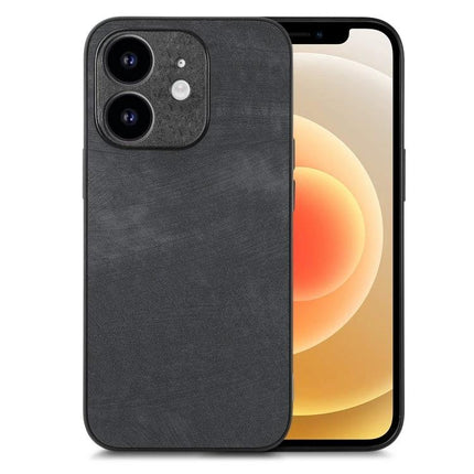 Leather Phone Case For Everyday iPhone Protection And Handling During Commutes And Daily Activities slim black leather TPU PC case with raised edges for camera and screen
